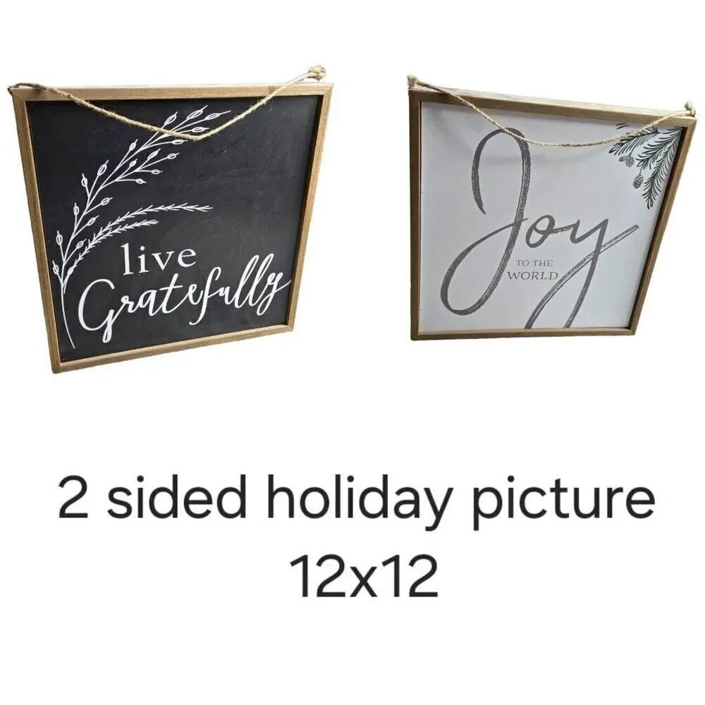 Fall Winter Decor Reversible Hanging Wall Sign 12x12